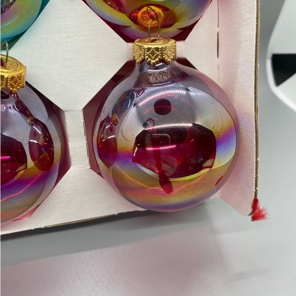 Holly Vintage Christmas Ornaments Glass Balls 6 ct Original Box - Picture 7 of 10